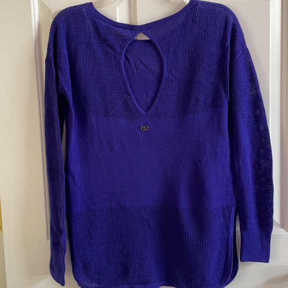 🎁 NWT Calia Women’s XS Effortless Mesh Sweater Pigment Purple - Picture 3 of 6